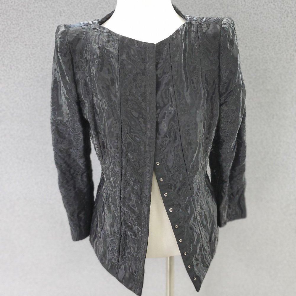 Vintage Armani Collezioni Women's Black Jacket Size 10